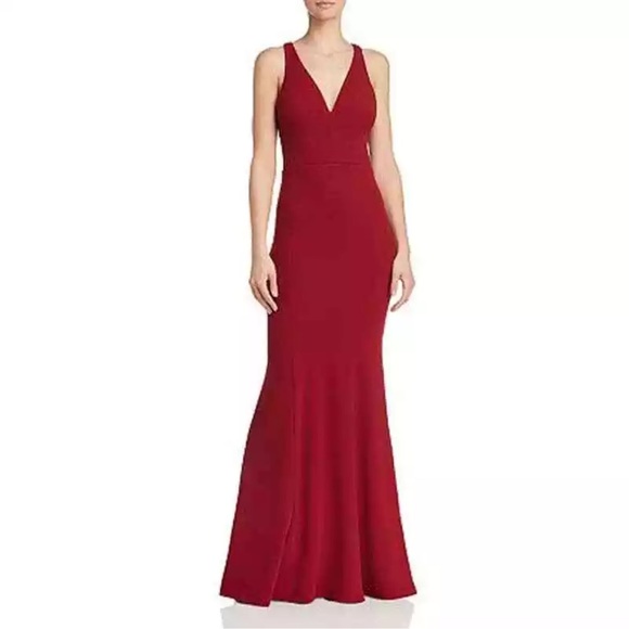 NWT Bariano MORGAN dark Red Formal Raceback Long Dress Christmas Party 12/L - Picture 1 of 10